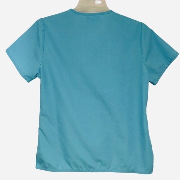 SB Scrubs Women's Mock Crossover Top Small Turquoise Pockets Medical Uniforms - Picture 4 of 13